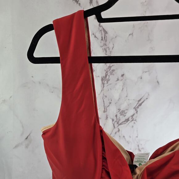 J Crew Swim 24 3X Red One Piece Square Neck Ruched Bikini Coverage - Picture 6 of 14